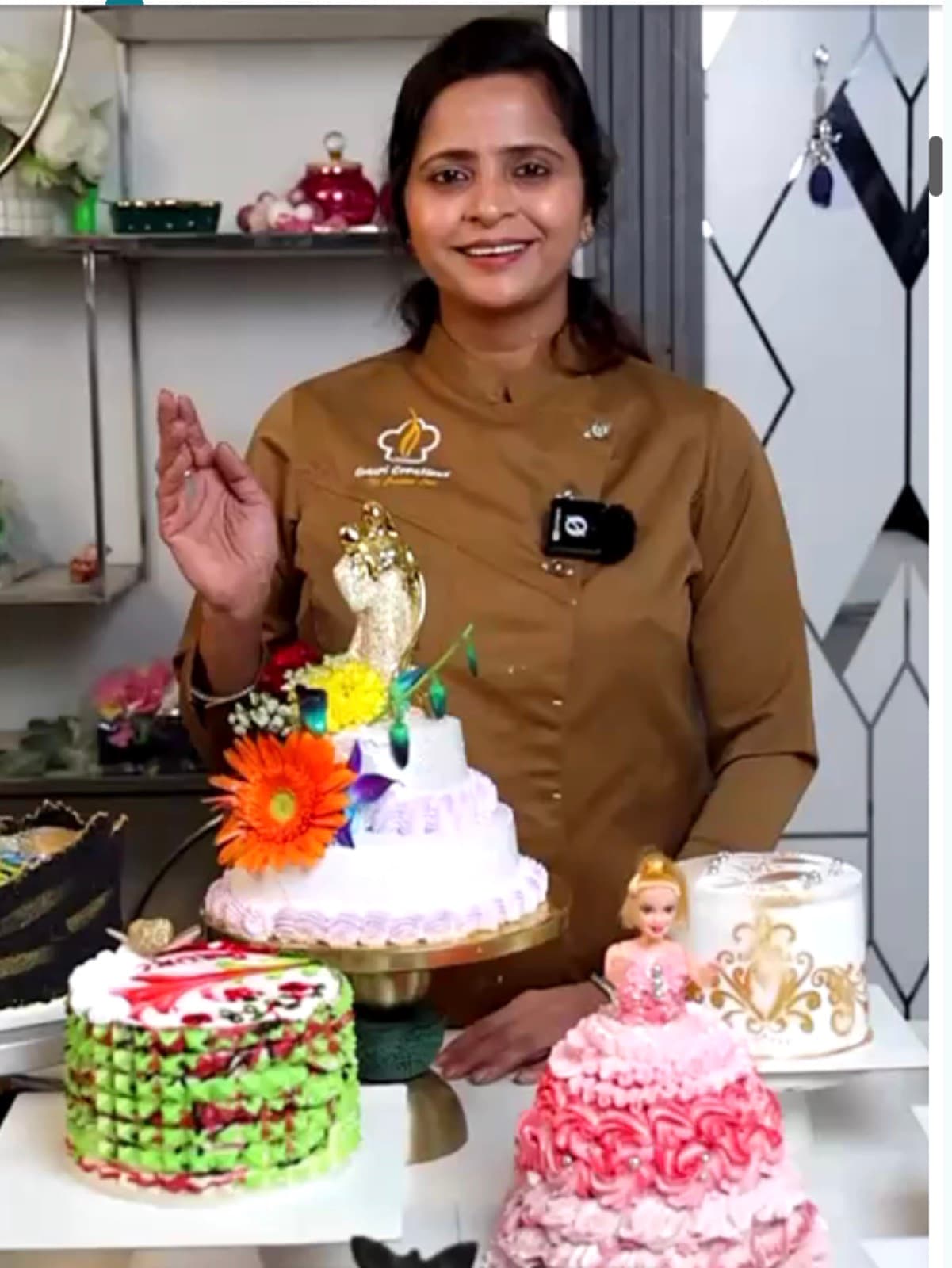 Founder and baking instructor Sarika Jindal with her decorated cakes